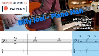 Billy Joel - Piano Man (Bass Cover With Tabs)