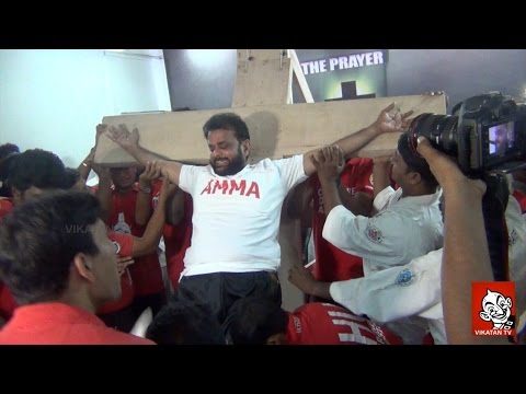 Jayalalithaa to be CM again - Karate Hussaini Crucifies Himself .