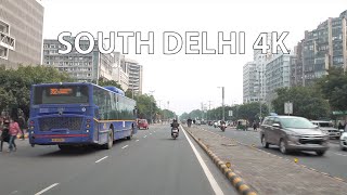 Rich Neighborhoods - South Delhi 4K - Driving Downtown