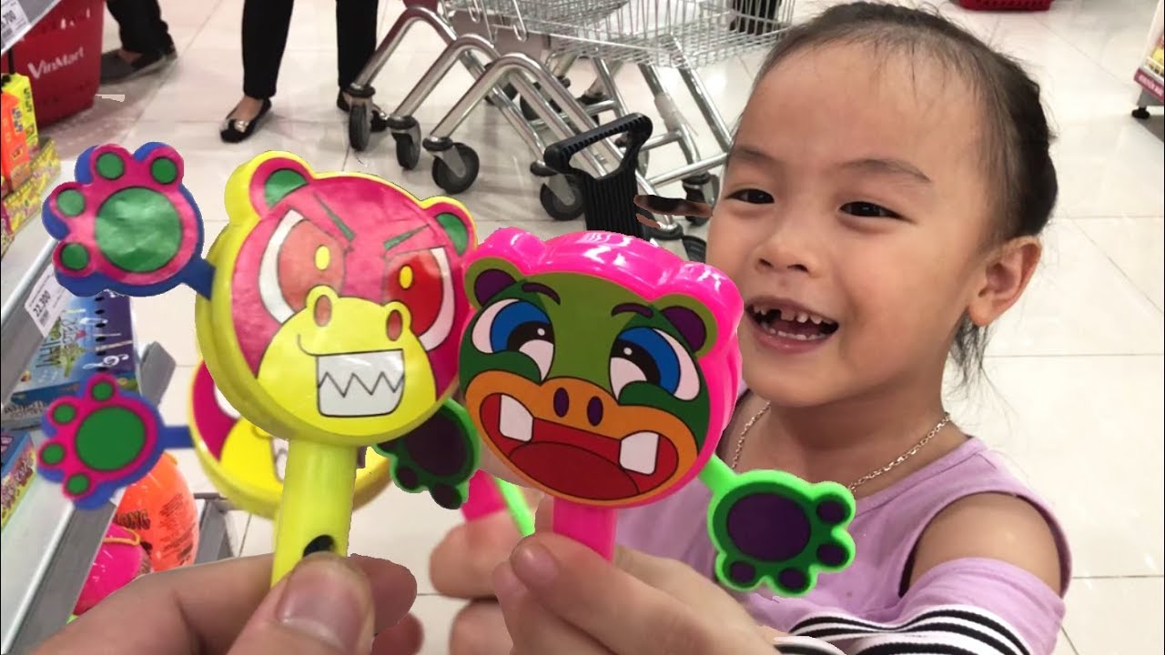 Kid go shopping at the supermarket with many color toys - nursery rhymes songs for babies