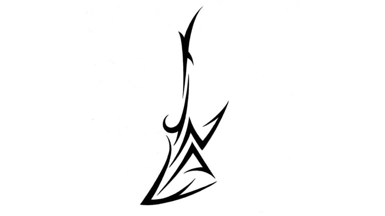 Drawing Tribal Electric Guitar - Hidden Name Tattoo Design - YouTube