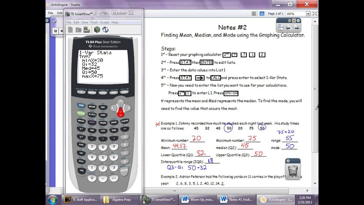 Finding mean median mode using graphing calculator.avi - YouTube