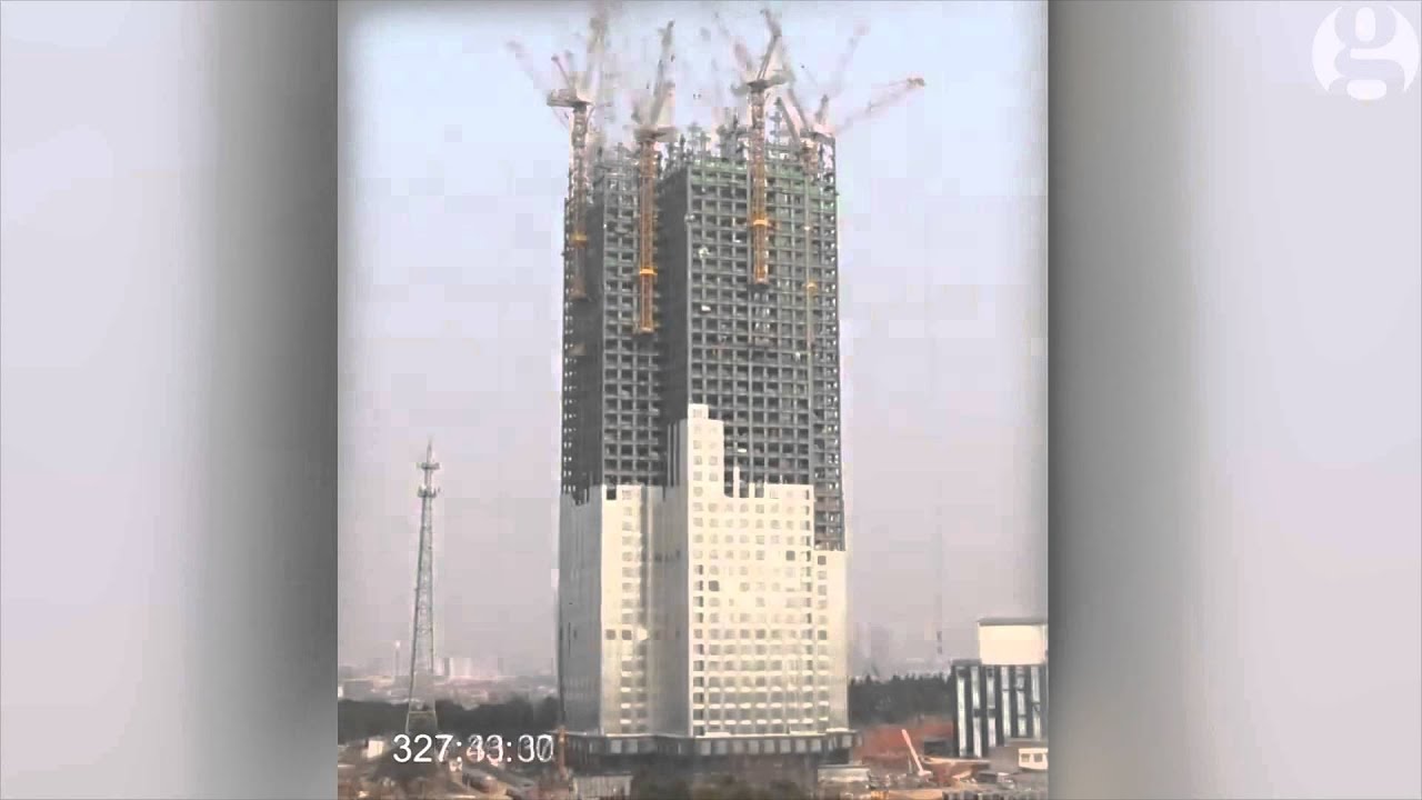 Chinese build 57-storey skyscraper in 19 days – timelapse - YouTube
