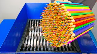 Shredding 100 Pencils With Industrial Shredder!