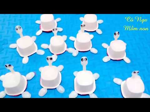 Cách làm đồ chơi từ hộp sữa chua - Làm con rùa từ vỏ hộp sữa chua- how to make turtles from yogurt cans - Edu Learn Tip