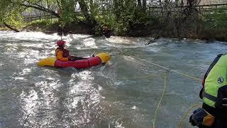 zip line using packraft