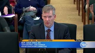 Rep. Dave Paul Testifies On Strengthening Para-Educator Training.