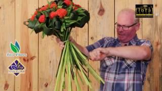 Como fazer buquê de flores com celósias e folhas de aspidistra na técnica em espiral