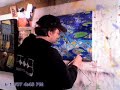 oil painting w/ T.S.PEW (flowers and koi) DJ TSPOOON