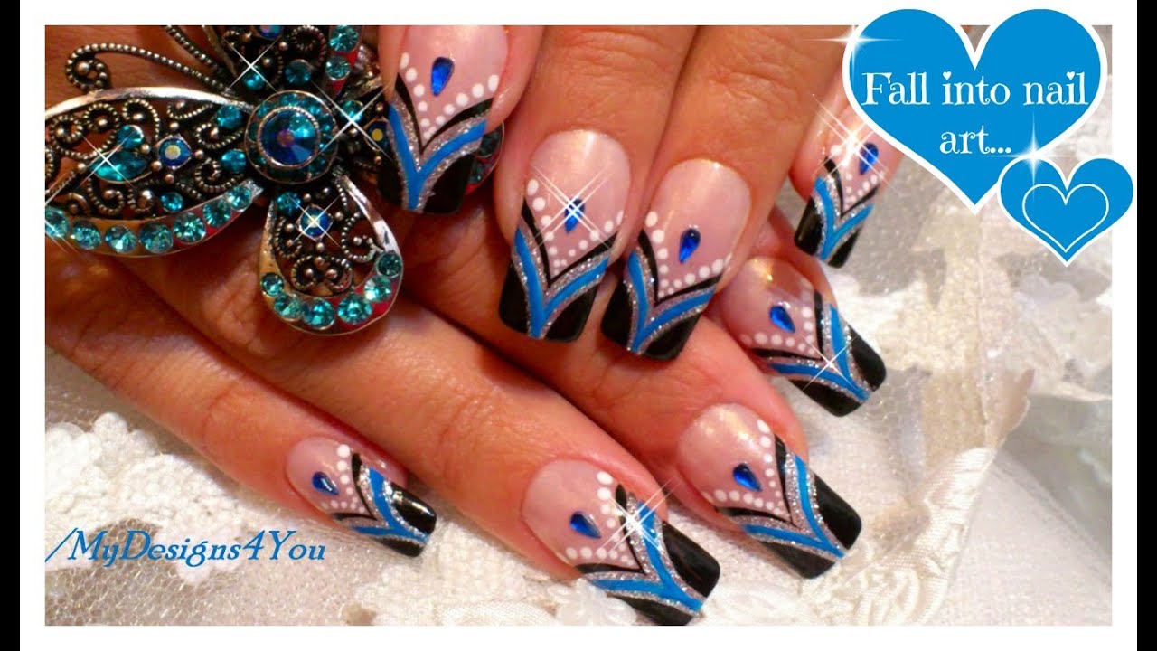 purple and blue nail art design