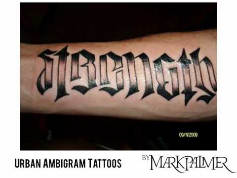 A selection of urban ambigram tattoos by Mark Palmer.