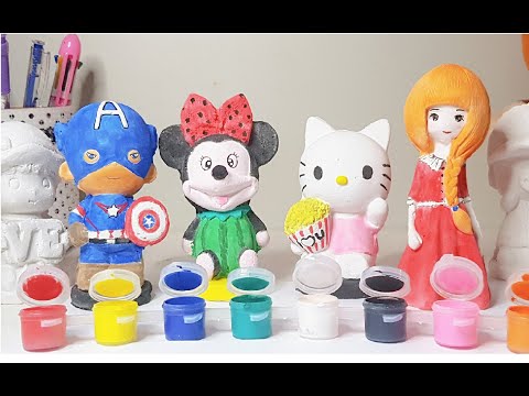 Tô màu tượng mèo kitty, siêu nhân, chuột mickey