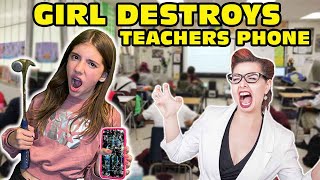 Girl Temper Tantrum Smashes Teachers Phone While At School Original