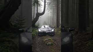 Black Lamborghini In The Forest