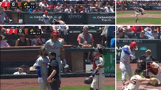 Benches Clear Between Phillies And Giants As Kyle Harrison Almost Hits Bryce Harper 3 Times