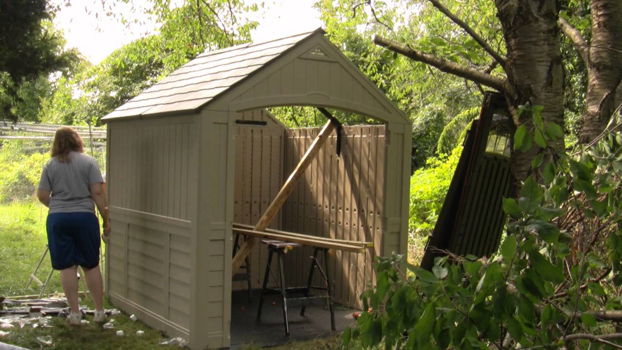 Time lapse chicken coop build suncast shed - YouTube