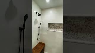 Shower Panel, Door, Matte Black Hardware. Song Credit: Syzz - Gimme Gimme Gimme(man after midnight)