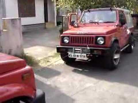 maruti gypsy MG410W - suzuki SJ410. gypsy pulling another gypsy using winch