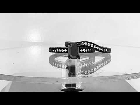 Emerald Cut Black Diamond Engagement Ring and Wedding Band Sets 14K Black Gold 1.53 Carat Vintage Style Unique Certified Handmade Emerald Cut Black Diamond Engagement Ring and Wedding Band Sets 14K Black Gold 1.53 Carat Vintage Style Unique Certified Handmade