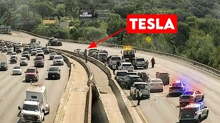 Insane 28 Car Pile-Up Crash Caught On Teslacam
