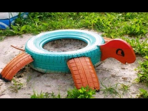 Как украсить двор из шин Как украсить двор из шин
