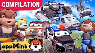appMink Police Car, Fire Truck Cars Kids Cartoon | Halloween Cartoon for Kids