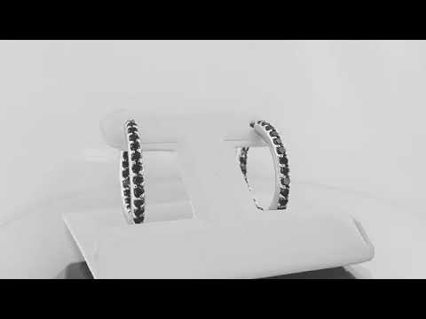 Inside - Out Black Diamond Hoop Earrings 0.75" inch 0.90 Carat 14K White Gold Handmade Pave Inside - Out Black Diamond Hoop Earrings 0.75" inch 0.90 Carat 14K White Gold Handmade Pave