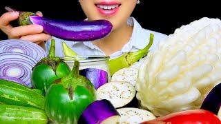 RAW VEGGIE PLATTER ASMR (Eggplant, Bitter Melon, Onion, Pepper)| TracyN ASMR