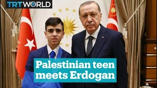 Palestinian teenager meets Turkey's President Recep Tayyip Erdogan
