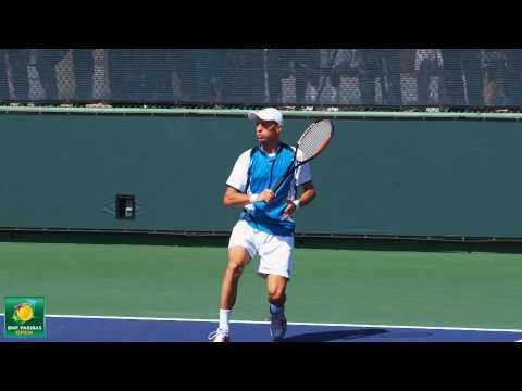 Nikolay ダビデンコ hitting forehands and backhands -- Indian Wells Pt． 11