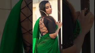 Suriya Praba Green Saree Cute Movements