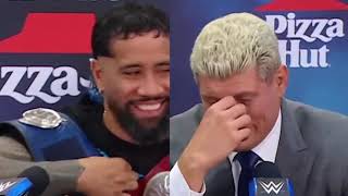 Wwe Fastlane Press Conference But Its Just Jey Cracking Up Cody