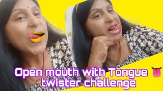 Zoom Camera On Open Mouth With Tongue Twister Challenge.