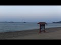 Sunrise over Ibiza Town seen from Bora Bora beach 