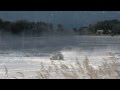 BMW 524 tdA on Voss lake, Latvia, winter drift on frozen water