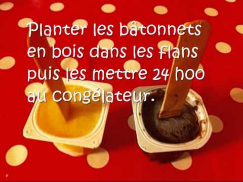 Glace avec des flans vanille, chocolat