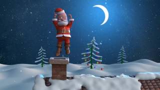 Bacadan girmeye çalışan Noel Baba animasyonlu Yeni Yıl su. ürün kodu weblog181