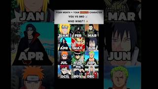 Your Month Your Naruto Character You Vs Your Brother ,Who Win