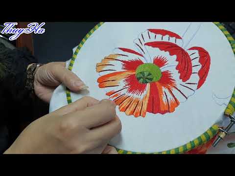 Hand Embroidery - Thêu Tay Hoa Anh Túc *Hoa Thuốc Phiện*