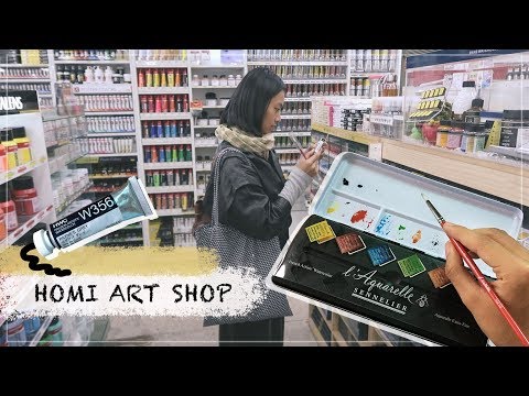 có gì ở HOMI ART SHOP? I dùng thử màu nước mới 🤔 | Kiquy Pham