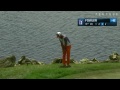 Rickie Fowler closes out No. 18 with a birdie chip in at Arnold Palmer