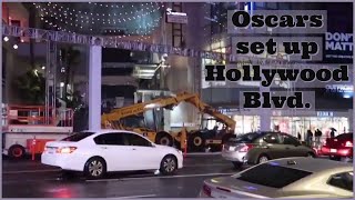 Academy Awards Oscar set up over the 13th - 15th | Hollywood Blvd