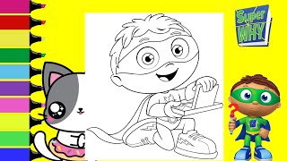 Coloring Super Why Whyatt Beanstalk Superhero Coloring Book Page Sprinkled Donuts Jr