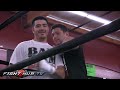 Manny Pacquiao vs. Brandon Rios-Rios heavy bag workout and shadow boxing