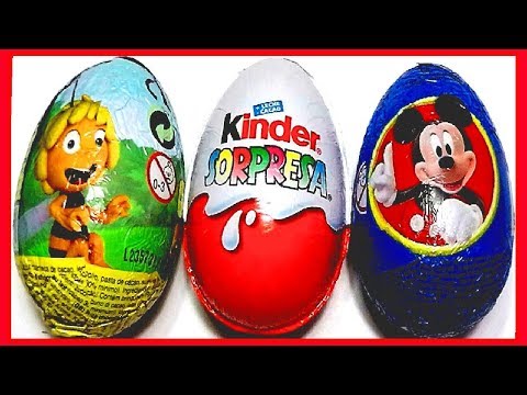 3 HUEVOS SORPRESA, ABEJA MAYA, MICKY MOUSE Y MAGIC KINDER COLECCIÓN 2013. KINDER SURPRISE EGG
