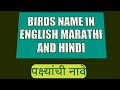 Birds name in English Marathi and Hindi