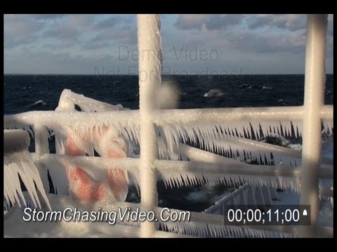 1/1/2011 Northern Lake Michigan Freezing Ice Spray B-Roll