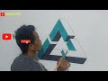 3D WALL DECORATION EFFECT |  3D CREATIVE WALL PAINT |  OPTICAL ILLUSION 3D WALL PAINTING TRIANGLE