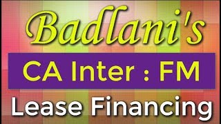CA Inter : FM : Lease Financing : Theory : Financial Management