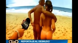 Andrea Llosa visita a praia nudista do Pinho (Día D)